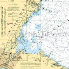 Ohio Toledo Maumee Bay Nautical Chart Decor