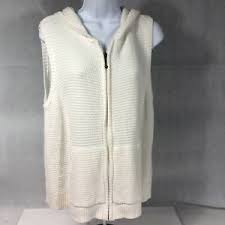 Christopher Banks Womens Cream Zip Front Sweater Knit