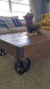 Another factory cart coffee table design! Factory Cart Industrial Coffee Table Factory Cart Coffee Etsy Rustic Coffee Tables Rustic Wooden Coffee Table Coffee Table Farmhouse