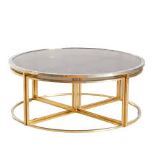 Golden Framed Round Glass Coffee Table