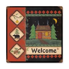 Welcome Cabin Vintage Sign Made In The