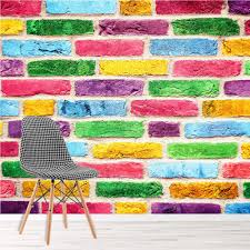 rainbow brick texture wall wallpaper