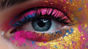 bright pink and gold glitter eye makeup