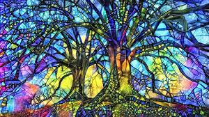 Tree Art Print Stained Glass Trees