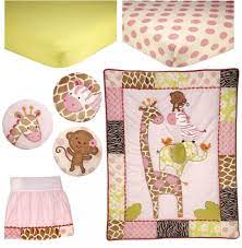 Nursery Crib Bedding Set Pink Lime