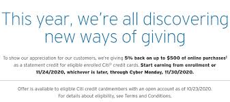 To be eligible to apply for a citibank credit card, you must be at least 18 years of age and meet the annual income requirement of your card choice. Expired Citi Earn 5 On Up To 500 Of Online Purchases Nov 24 30 Registration Required Gc Galore