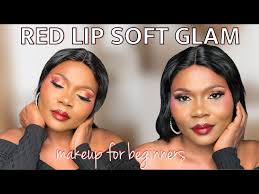 red lip soft glam makeup tutorial