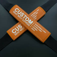 Custom Orange Seat Belt Pads Covers