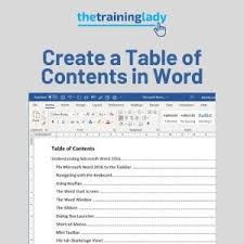create a table of contents in word