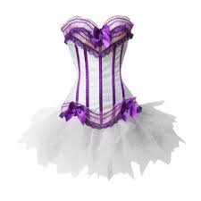 Muka Burlesque Purple White Corset And Petticoat Panty Included Gift Idea