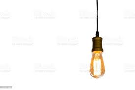 Vintage Light Bulb Hanging Isolated White Background Idea Conceptwith Clipping Path Stock Photo Download Image Now Istock