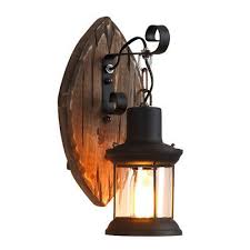 wooden wall lamp sconce with rope