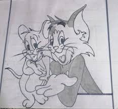 its a pencil drawing of tom and jerry