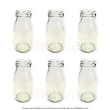 Set Of 4 Retro Mini Glass Milk Bottles