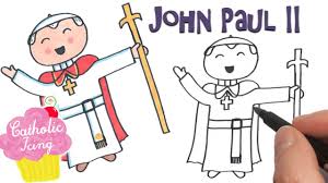 Pope francis' inauguration mass draws thousands to vatican. How To Draw St Pope John Paul Ii Youtube