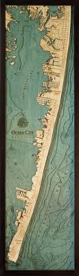 Ocean City 3 D Nautical Wood Chart 13 5 X 43 Dark Frame