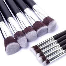 silver makeup brush set