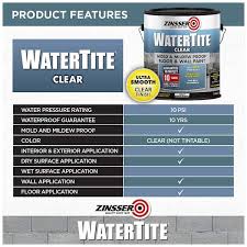 Zinsser 1 Gal Watertite Mold And Mildew Proof Clear Water Based Waterproofing Interior Exterior Paint 2 Pack