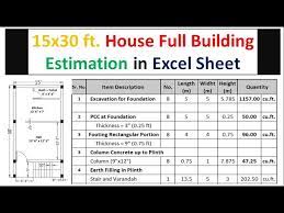 building estimation estimation excel