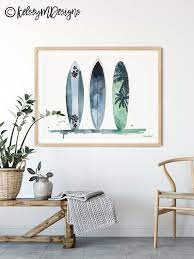 Beach Surf Wall Art Watercolor Painting