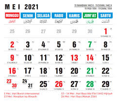 × hari libur berikutnya adalah isra miraj yang jatuh di hari kamis, 11 maret 2021 (9 hari lagi). Kalender Mei 2021 Tanggalan Nasional Masehi Jawa Dan Hijriyah Prabu Blog