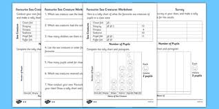 Favourite Sea Creature Tally Chart And Pictogram Worksheets