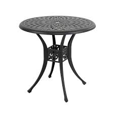 Nuu Garden 30 In Black Round Aluminum Outdoor Bistro Round Aluminum Patio Table With Umbrella Hole In Black