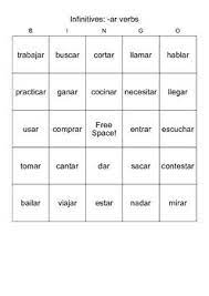 The infinitive in english is expressed by writing the word to before a verb. Spanish Infinitives Ar Verbs Bingo Spanish Infinitives Spanish Language Learning How To Speak Spanish