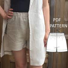 Simple Womens High Waisted Shorts With Elastic Waistband Pdf Sewing  gambar png