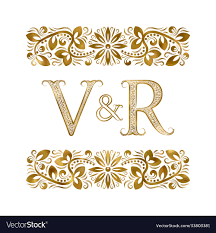 V and r vintage initials logo symbol letters Vector Image
