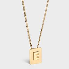 alphabet e necklace in br with gold