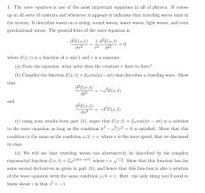 solved 1 the wave equation is one of