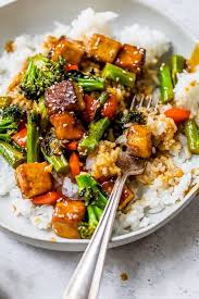 tofu stir fry with vegetables in a soy