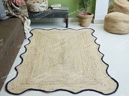 natural jute rug with blue border jute