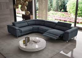 blue leather sectional sofa with recliner