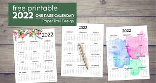 You can easily print this printable calendar 2022 and use it both in the soft and hard format. Calendar 2022 Printable One Page Paper Trail Design