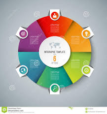 Infographic Pie Chart Circle Template With 6 Options Stock