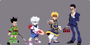It follows the four main characters, gon, killua, kurapika and leorio as they face a dangerous individual who once was a member of their greatest enemies, the criminal organization known as the phantom troupe. Gon Killua Kurapika And Leorio Pixel Art Hunterxhunter