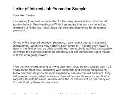 Job Promotion Cover Letter For Internal Letters Of Interest Jobs