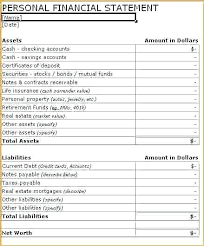 Private Financial Statement Template Personal Report Example