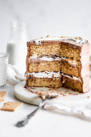 s mores layer cake with homemade fluff