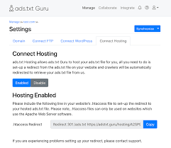 manage domain settings connect hosting usage doentation support ads txt guru
