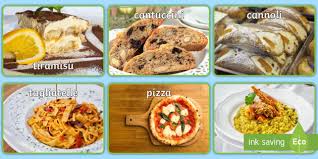 Italian cuisine is a rich array of flavorful dishes from across the mediterranean country in southern europe. Italian Food Display Photos English Italian Teacher Made