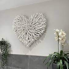 large wall hanging white twig heart
