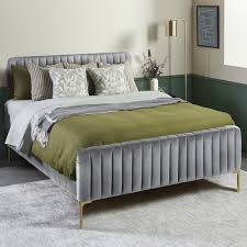 Temple Webster Grey Emily Velvet Bed