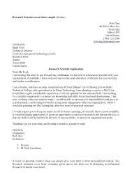 Cover Letter For Research Scientist Sample Cover Letter Endearing