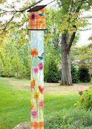 Birdhouse Garden Art Poles Decorative