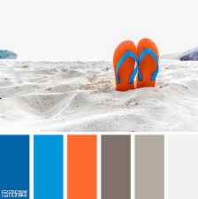 The vibrant hues are perfect for a shared children's bedroom and can be softened with warm gray walls and crisp white accents. Color Palette Blue Orange And Sand If You Like Our Color Inspiration Sign Up For Our Monthly Tr Orange Paint Colors Blue Colour Palette Paint Color Schemes