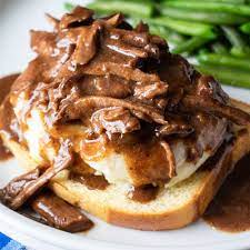 open faced hot beef sandwiches