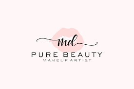 initial md watercolor lips premade logo